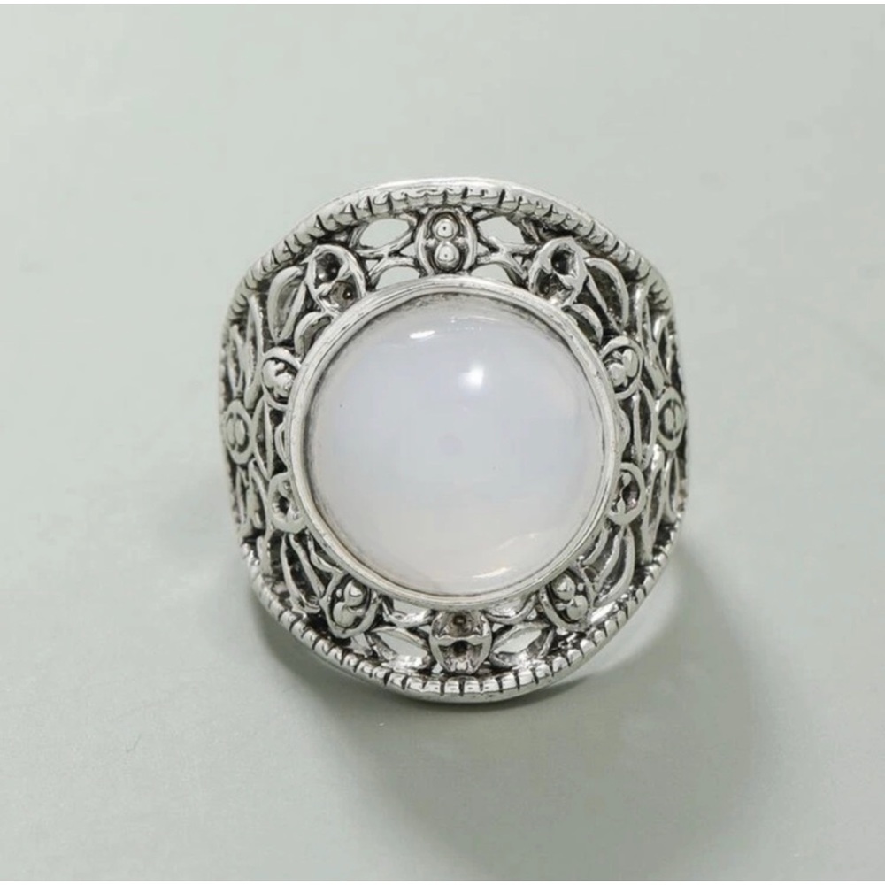 1 LEFT! Antique Silver White Stone Ring - Picture 4 of 4